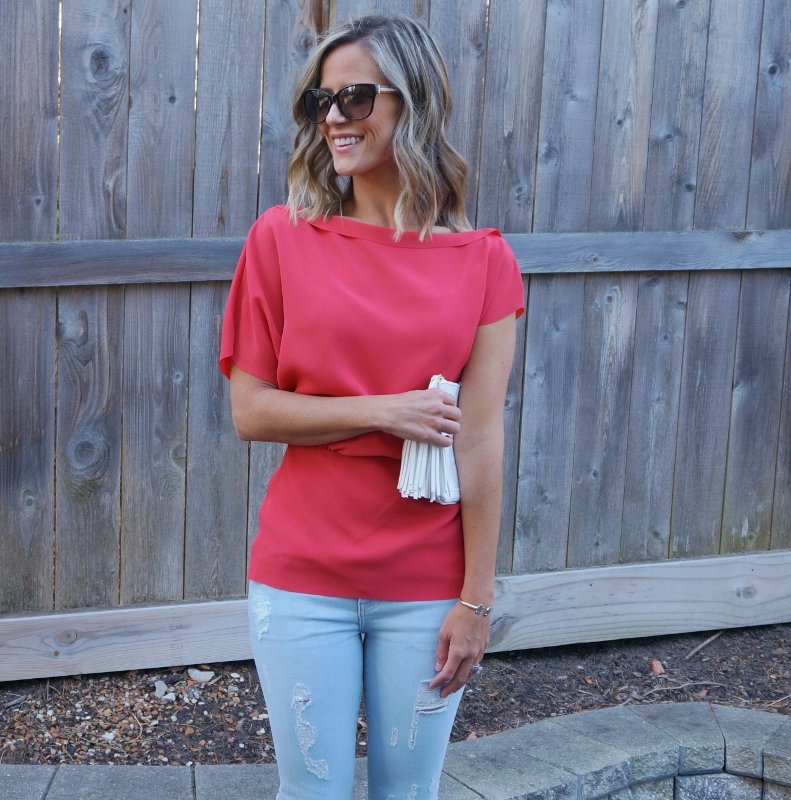 Best outfits: coral blouse and denim