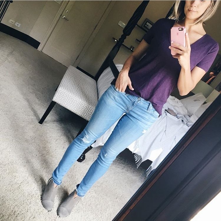 Fall style, tee, denim, and booties