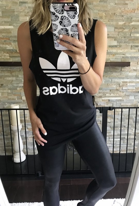 Nordstrom Anniversary Sale, Adidas tank and faux leather leggings