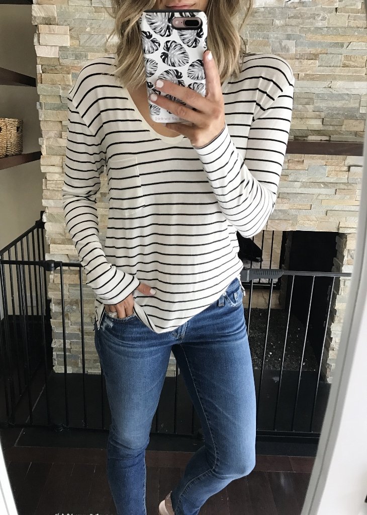 Nordstrom Anniversary Sale, striped tee and denim