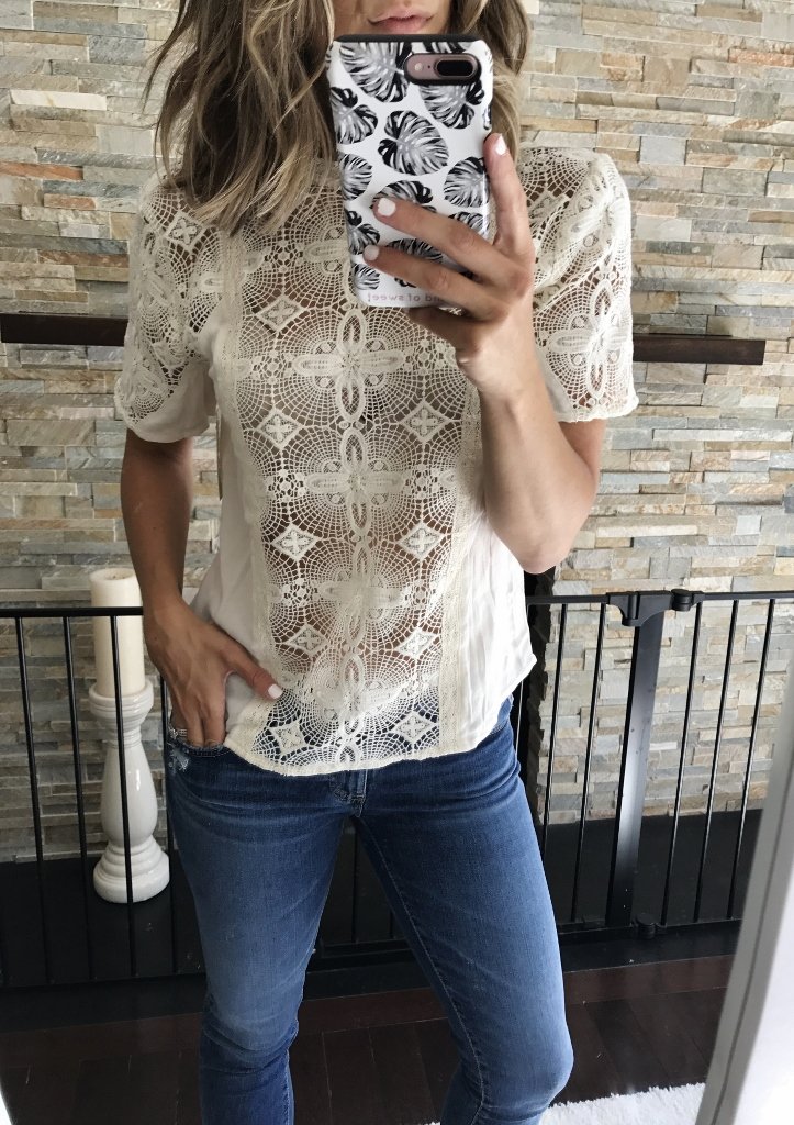 Nordstrom Anniversary Sale, lace top and denim