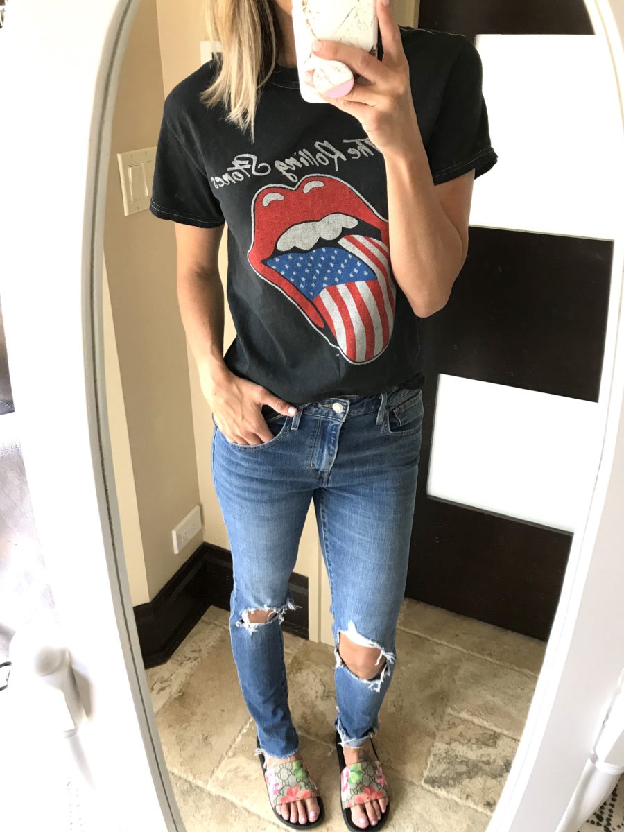 What's new in my closet, Rolling stones tee and distressed denim
