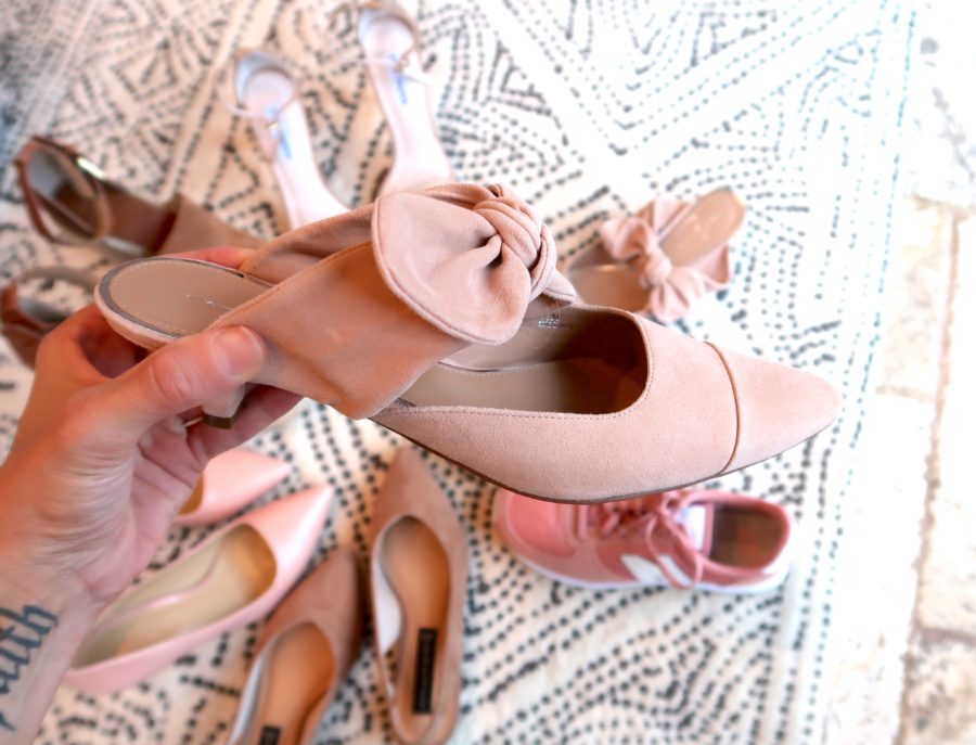 Pink bow heels