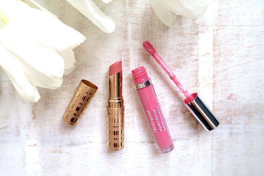 Beautycounter Sheer Lipstick (in Petal) | Neutrogena Hydro Boost lipgloss (in Radiant Rose)