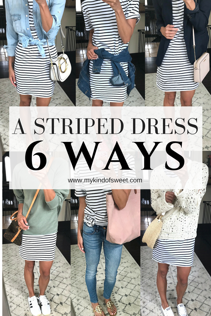 Outfit remix, a striped dress 6 ways