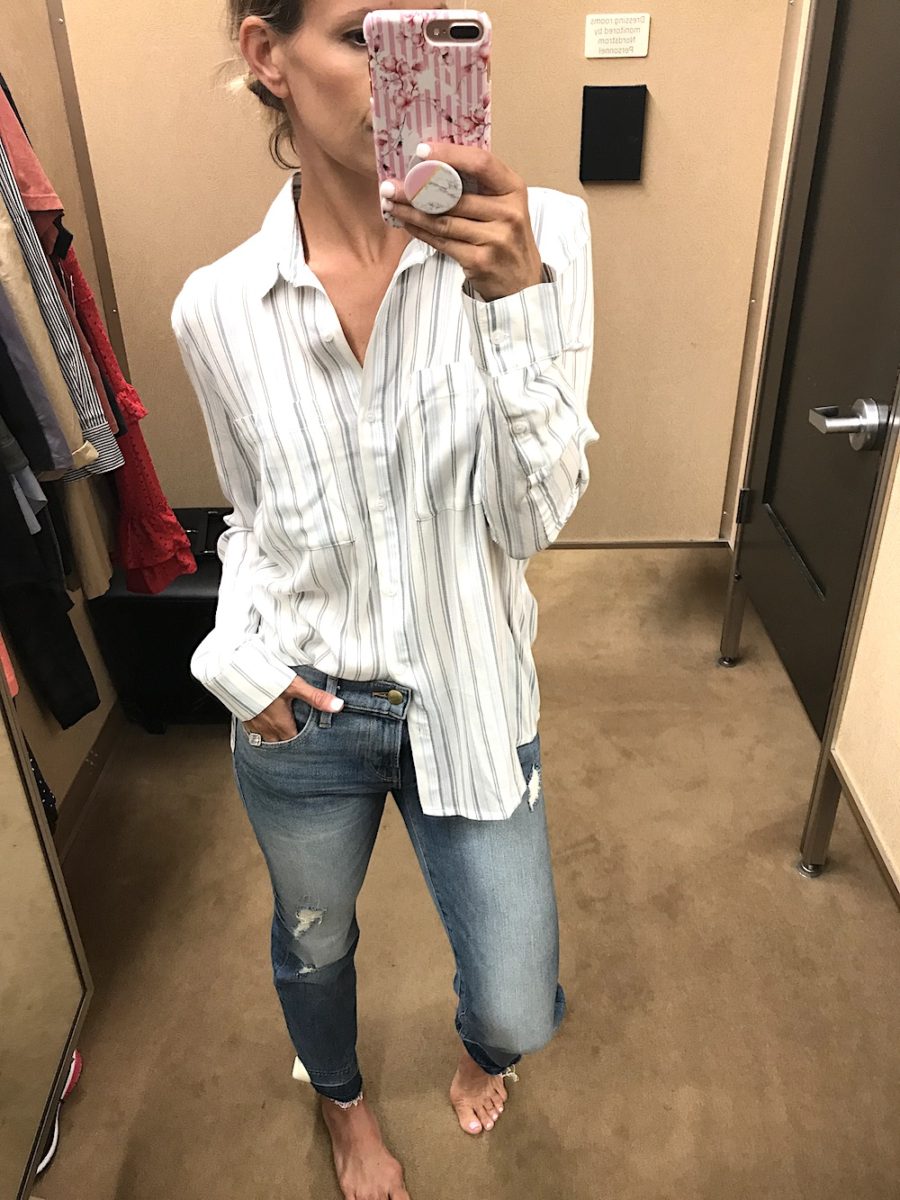 Nordstrom half-yearly sale, button down top and denim