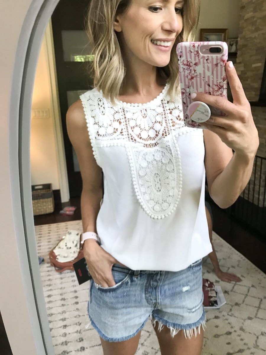 What I wore, weekend in Chicago: white tank and denim