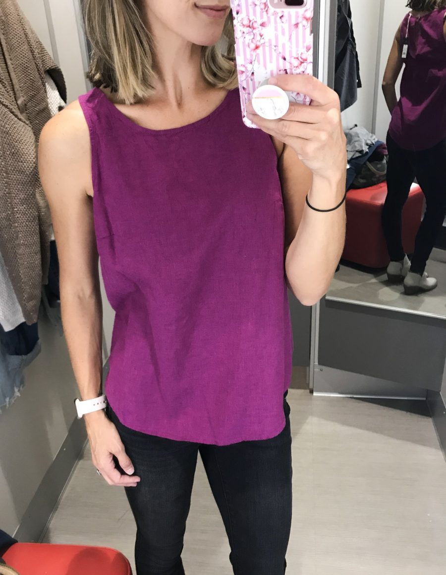 Target fall try on, woven tank, black denim, booties