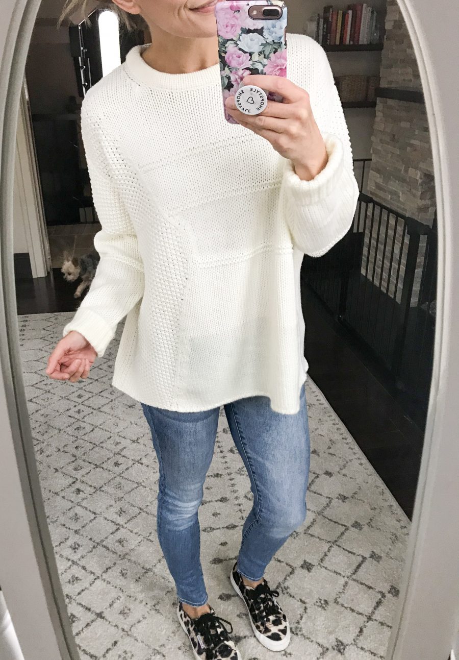 Best sellers, cable stitch mixed ivory sweater
