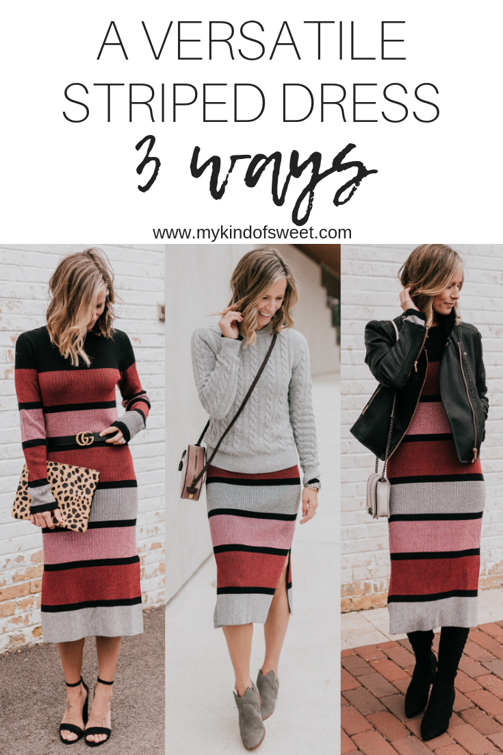A versatile striped dress, 3 ways