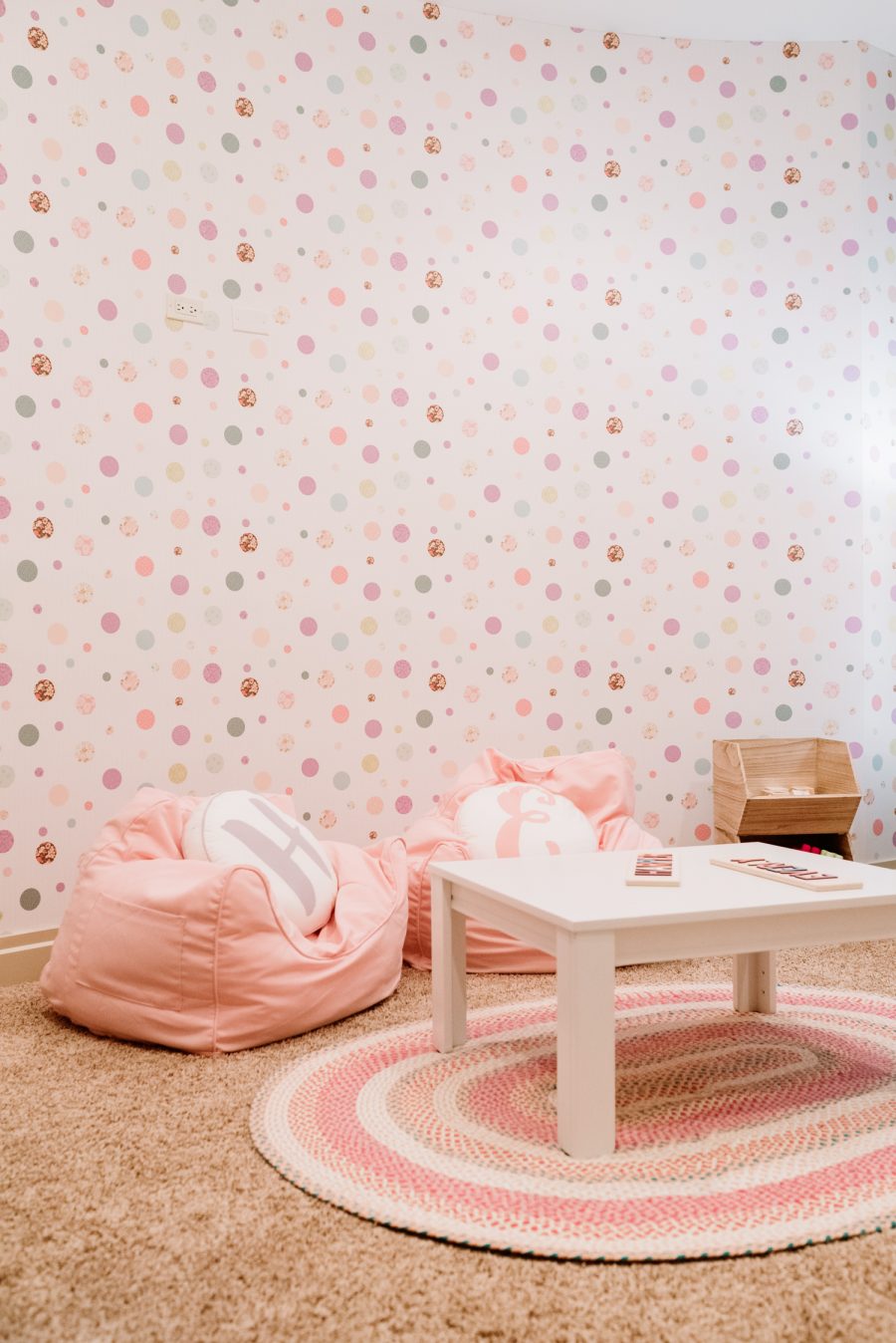 Playroom reveal, vibrant wall paper