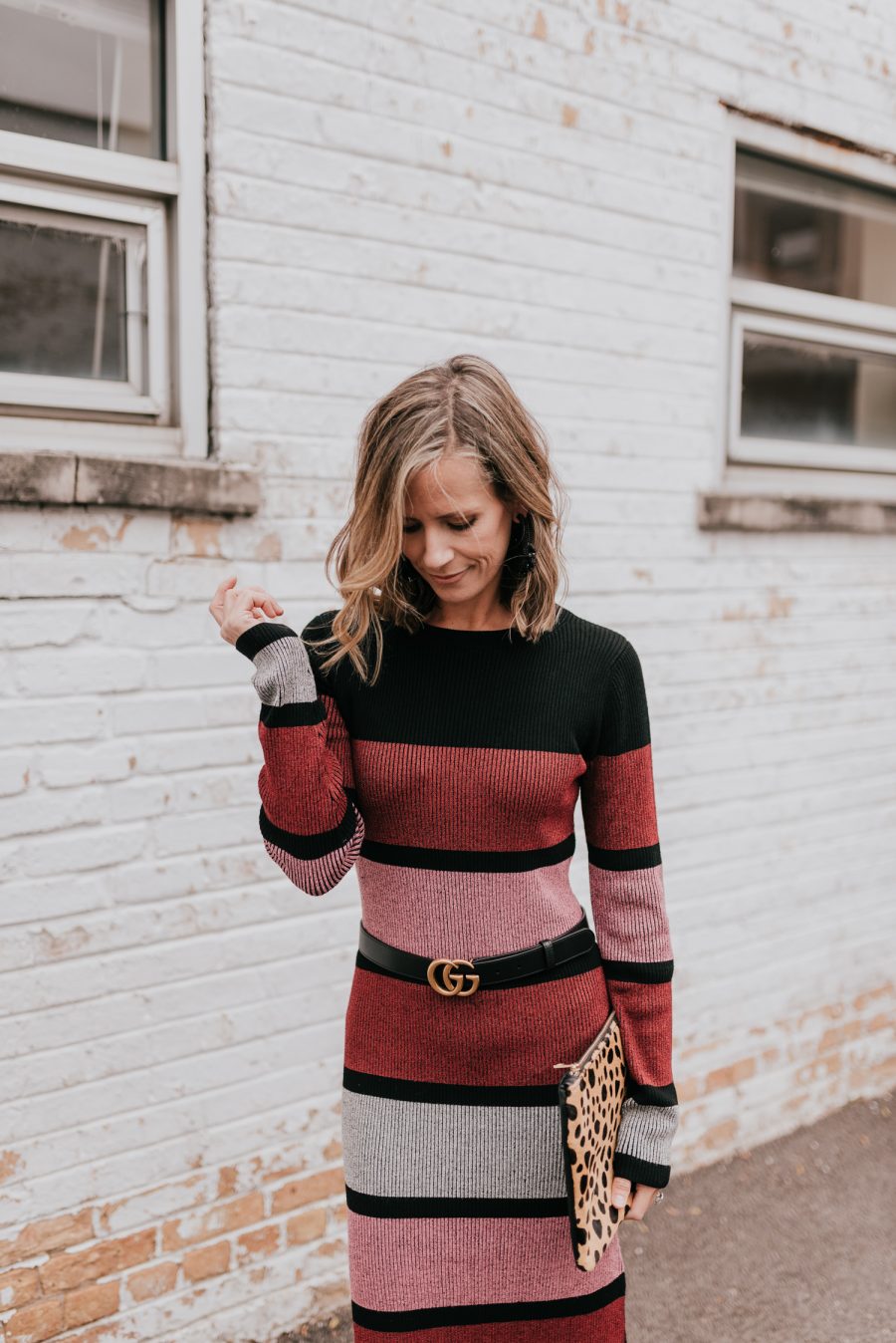 Striped dress: holiday party