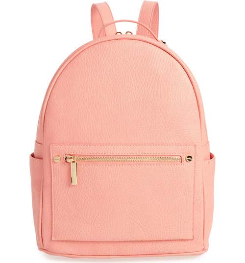 Peach vegan leather backpack