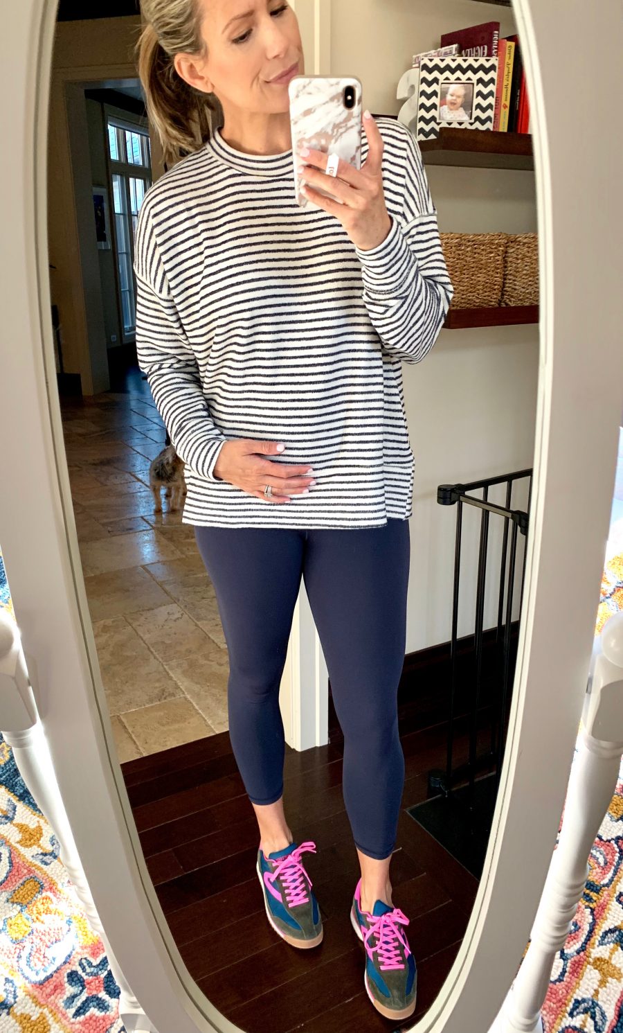 top selling items of April, striped fleece and leggings