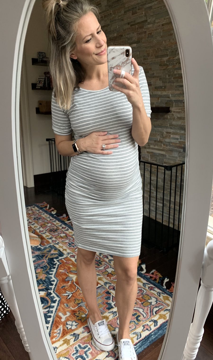 Striped maternity dress