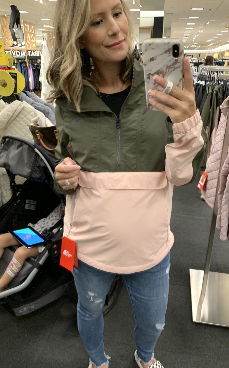 Try on haul, North Face pullover