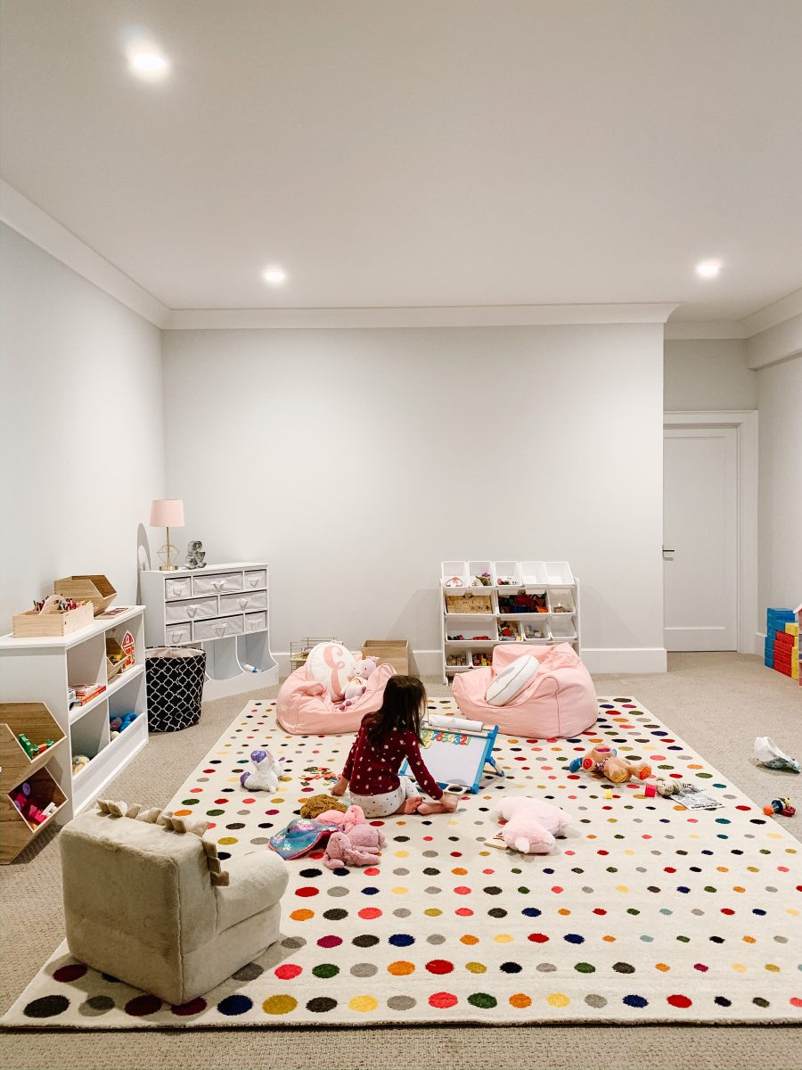 Suzanne's playroom, featuring the rug on sale for Cyber Monday
