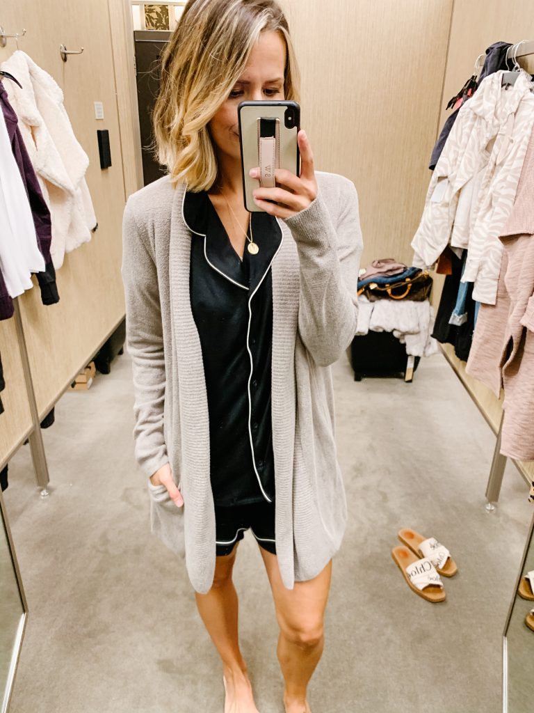 Nordstrom Anniversary Sale try on, Barefoot Dreams cardigan and pajamas