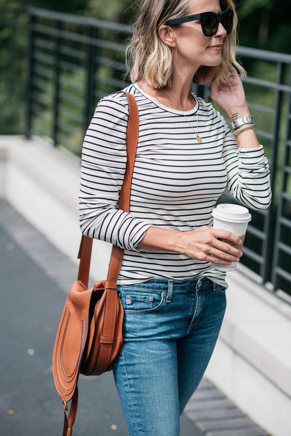 Fall basics--classic striped tee shirt and denim