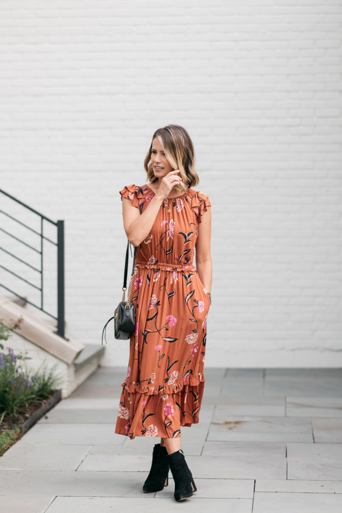 This floral maxi dress is SO pretty. It's less than $30 and comes in a few other colors/patterns. It's flattering and the details are so pretty.