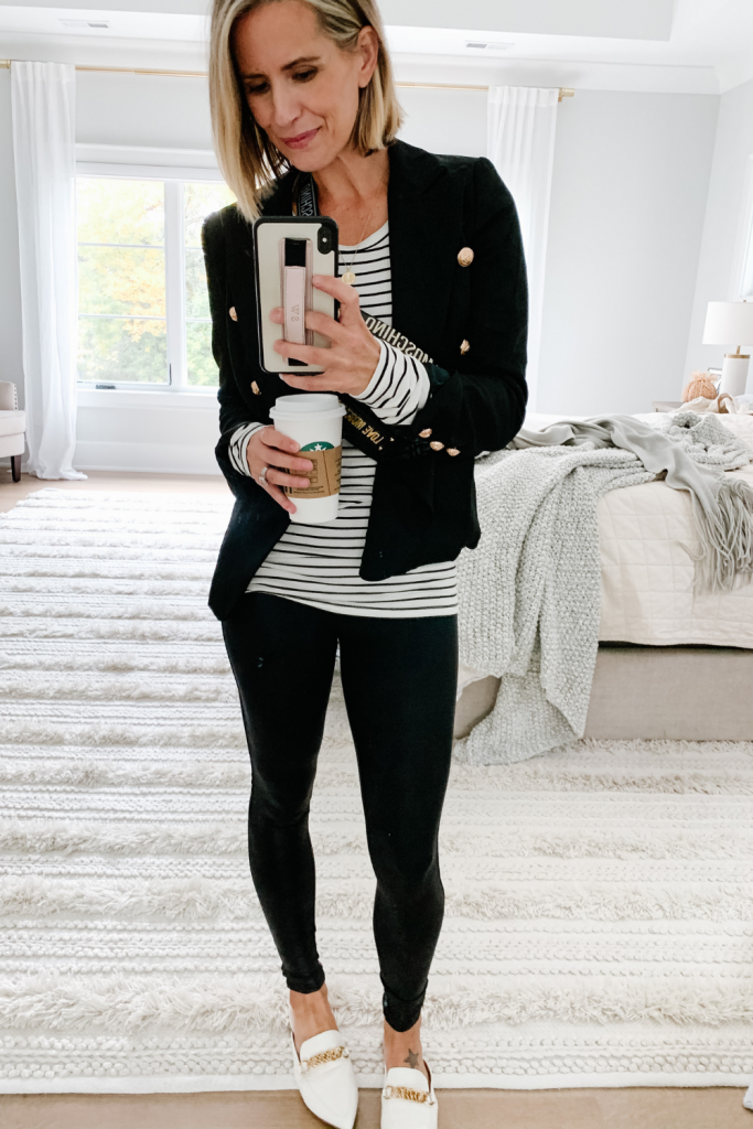 Styling Spanx faux leather leggings five ways