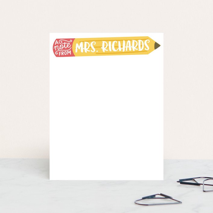 Teacher Gift Guide: PERSONALIZED PENCIL NOTEPAD | A bit of a splurge, but I just love anything personalized.