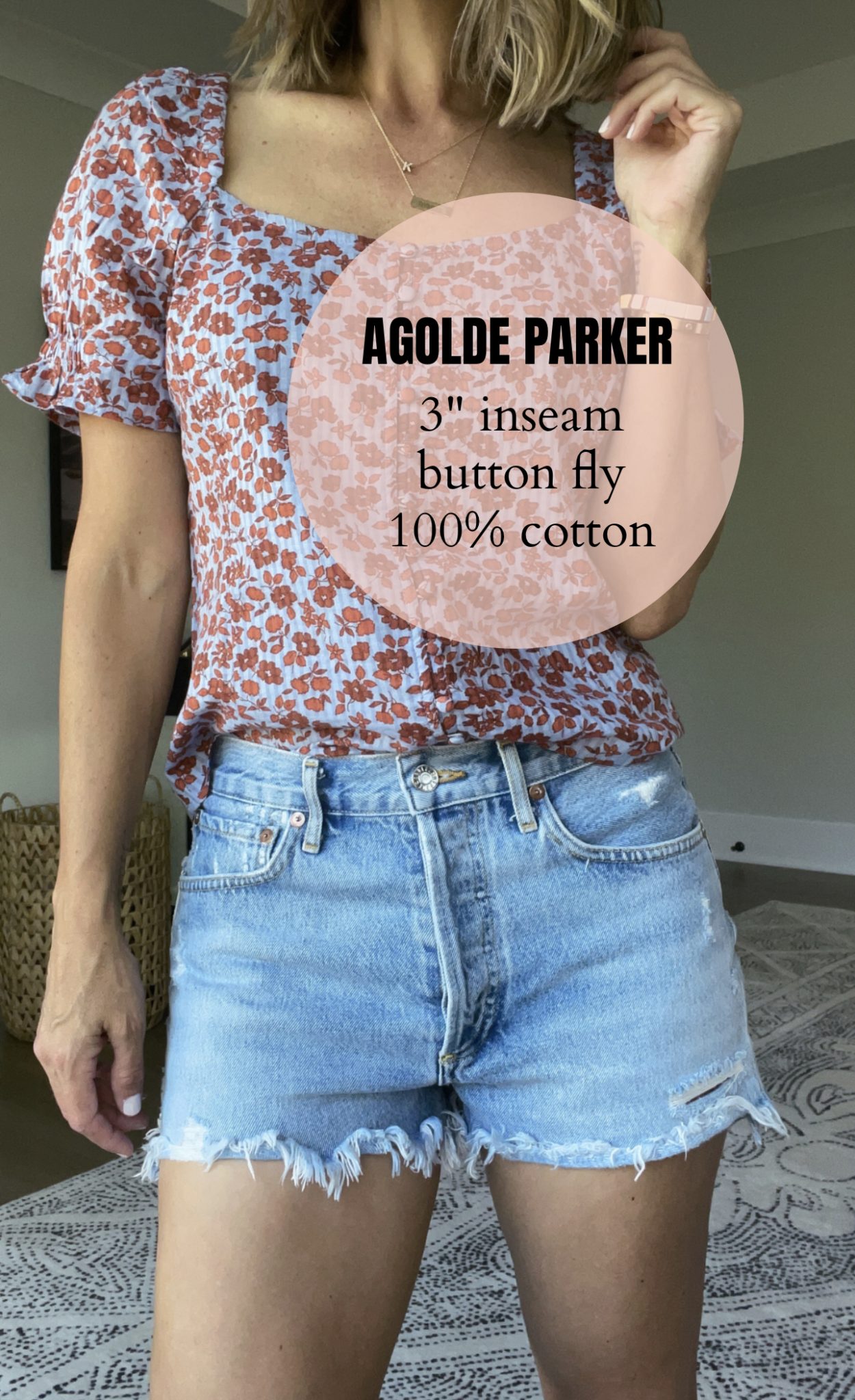 AGOLDE Parker 3" inseam button fly 100% cotton