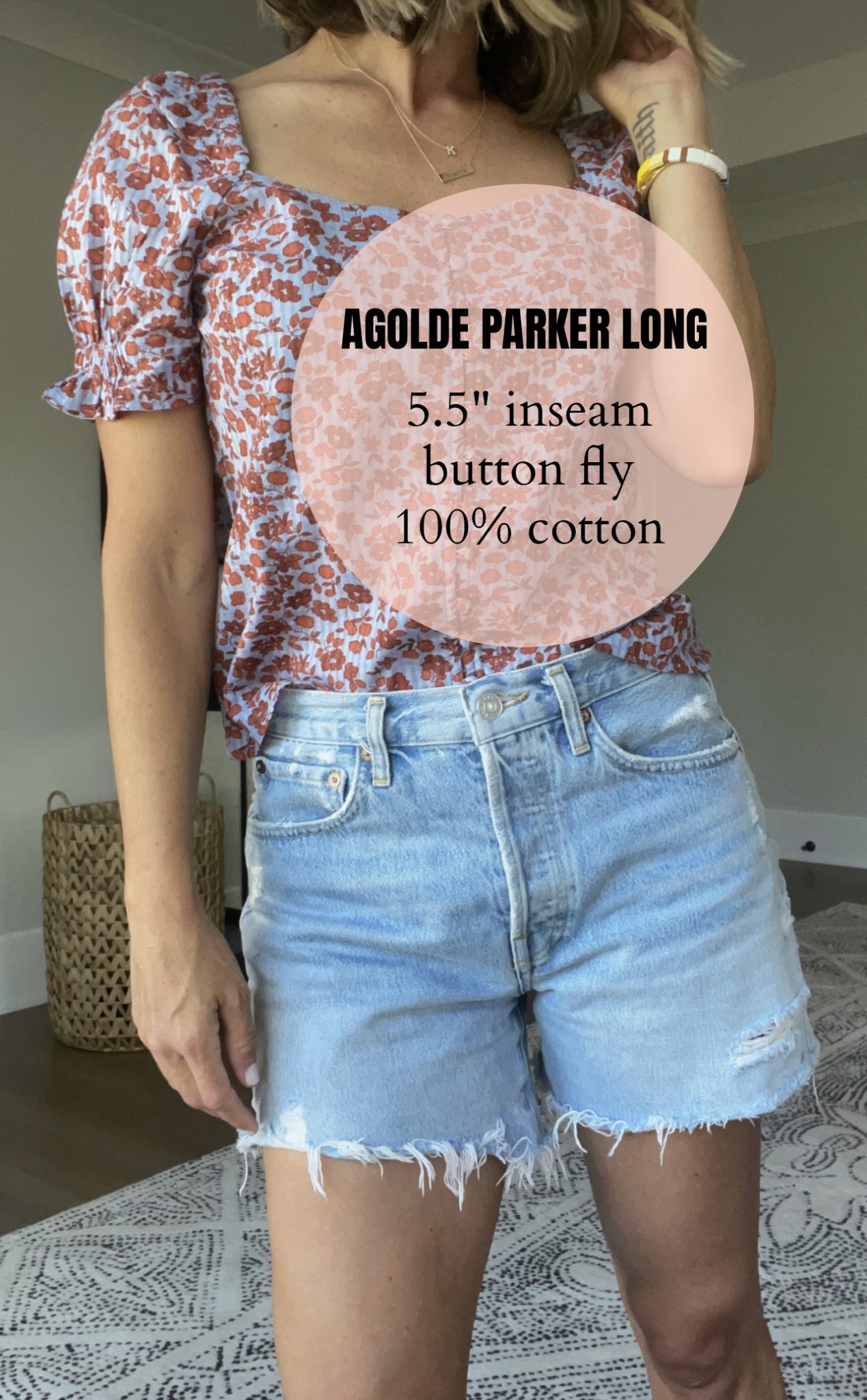 AGOLDE Parker Long 5.5" inseam button fly 100% cotton