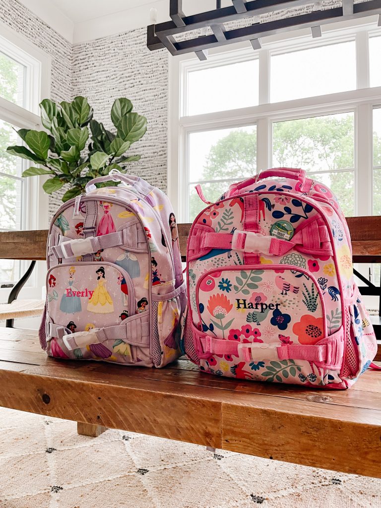 Two little girl backpacks
