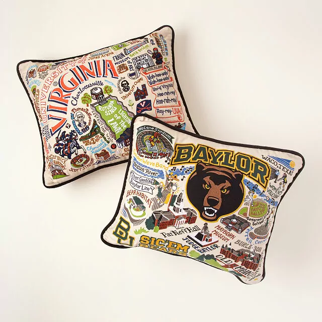 Embroidered college pillow