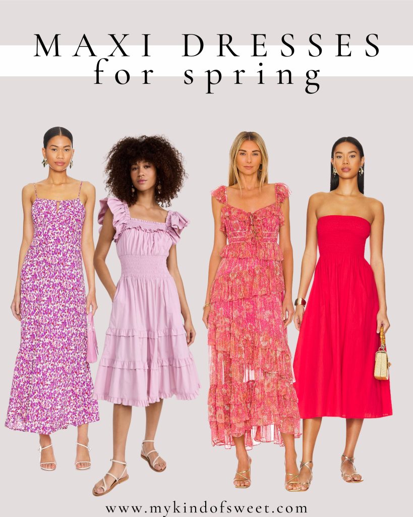 A collage of maxi dresses for spring