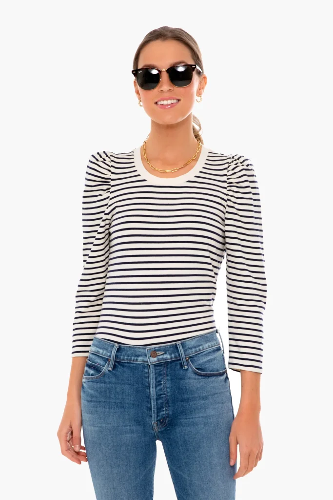 PUFF SLEEVE STRIPED TOP