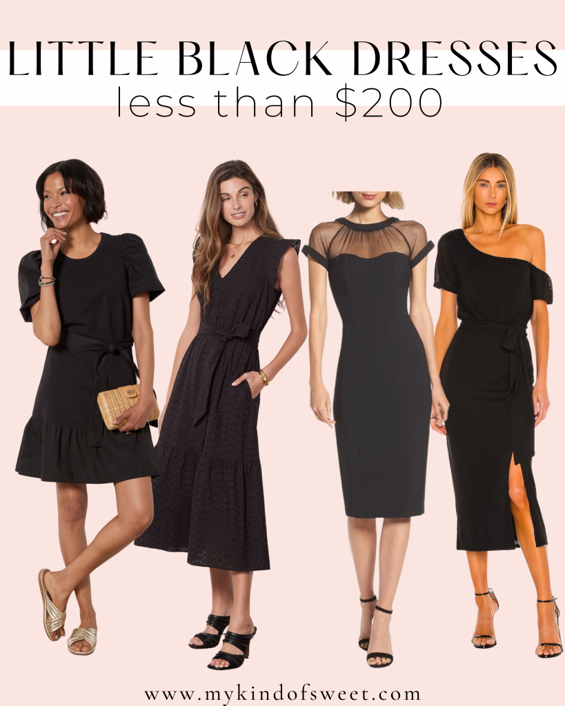 A collage of little black dresses less than $200